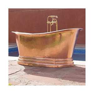 Petite baignoire en cuivre autoportante au design moderne de haute qualité pour le trempage comprend un robinet accessoire de salle de bain le plus vendu en Inde - Product Image 1