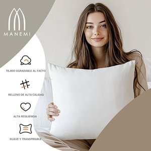 Set di 6 Cuscini Premium in Tessuto Poliestere Bianco, Imbottitura in Fibra Morbida, Lavabili, Cuscini Quadrati e Lombari - Product Image 3