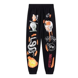 Pantalon de jogging décontracté Harajuku pour hommes Sports de plein air lavé 100% coton écologique Costume de rue haute automne hiver - Product Image 1