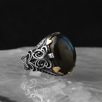 Bague en argent sterling 925 pour homme, sertie de pierres précieuses, taille ovale, turquoise, style vintage, pour mariage ou fête, avec logo personnalisé, vente en gros