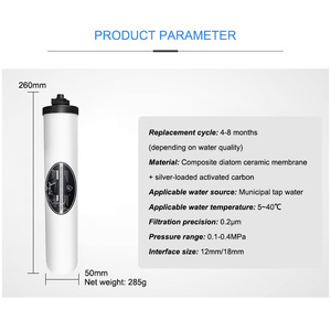 SOUDRON acier inoxydable filtre à eau bougie 0.1-0.4MPa cartouche en céramique purificateur système argent charbon actif ménage - Product Image 1