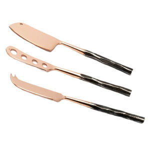 Juego de queso con mango negro redondo largo de acero inoxidable, juego de cuchillos de queso bonitos baratos hechos a mano de diseñador para el hogar - Product Image 1