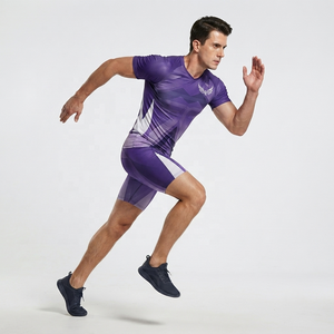Conjunto de Camiseta de Fútbol Sublimada con Diseño Geométrico Morado para Hombre, Secado Rápido, Ajustada, Manga Corta, para Todas las Temporadas - Product Image 6
