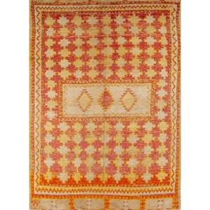 พรมขนสัตว์ขนาดใหญ่สไตล์คลาสสิก Nuray สีแดงและสีส้ม ลายเรขาคณิต ทอมือ สำหรับห้องนั่งเล่น ห้องโถง-Pae-142 - Product Image 1