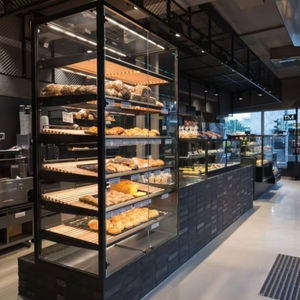 ตู้โชว์ขนมปังไม้คุณภาพดี ราคาสุดคุ้ม พร้อมชั้นวางโชว์สินค้าและเฟอร์นิเจอร์สำหรับร้านค้า - Product Image 1