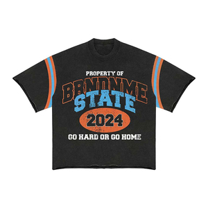 Camiseta personalizada y pantalón acampanado vintage lavado al ácido 100% algodón pesado alta calidad streetwear moda mayorista fabricante - Product Image 3