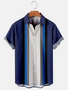 Polo à manches courtes de plage simple imprimé en 3D pour hommes, haut en jersey ample avec design sans poche - Product Image 3