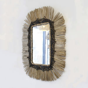 Produit vente chaude Jute jonc de mer salle de bain miroir décor miroirs décoration mur naturel sûr osier décors à la maison luxe - Product Image 3