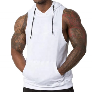 Débardeur de sport à capuche sans manches pour homme, idéal pour la gym et l'entraînement, vêtements de fitness, tenue de sport athlétique, fournisseur de logos personnalisés - Product Image 1