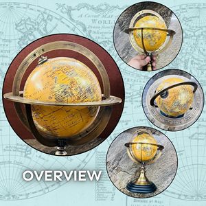 Nautical Handmade Brass Armillary Sphere Globe 10.7" Tall Antique World Map with Orange Color, <b>Rotating</b> <b>Desk</b> for Home & Office - Product Image 5