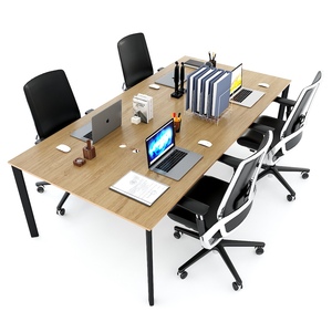 โต๊ะกลุ่มสไตล์มินิมอลสำหรับ 4 ที่นั่ง ขนาด 240x120 ซม. ไม้อัดเคลือบเมลามีน ขาเหล็กทรงวงรี รุ่น HBOV039 - Product Image 1