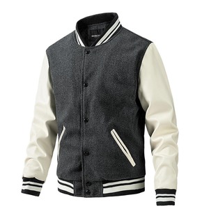 Veste universitaire en coton personnalisée, coupe ajustée, manches en cuir, broderie, veste Leetrman, coupe régulière, vestes pour hommes - Product Image 2
