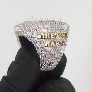 Men's 925 Sterling Silver Hip Hop <b>Ring</b> VVS Moissanite Custom <b>Name</b> Unique Designer Accessory for Party Anniversary Fine Diamond - Product Image 6