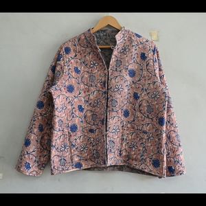 Boho cotton jacket, vintage <b>quilted</b> short block printed wholesale lot jackets handmade women wear coats, designer Jacket - Product Image 2