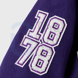 Chaqueta universitaria de béisbol morada para hombre y mujer, estilo urbano, ropa deportiva de invierno, 100% algodón, servicio OEM frontal, transpirable - Product Image 4