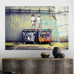 L'art mural sur toile imprimé « Life is Short Banksy Chill Out », ART SUR VERRE TÉRMÉRISÉ - Product Image 1