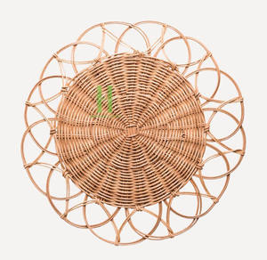 Tendance chaude fait à la main naturel tissé rotin fleur napperon rotin chargeur assiettes Boho décor pour améliorer votre expérience culinaire - Product Image 5