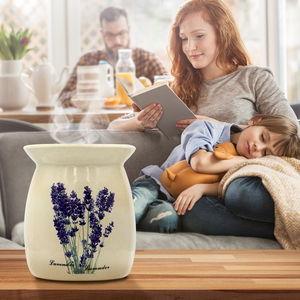Lámpara de Perfume de Cerámica Aromatika Lavanda, Quemador de Aceite Esencial con Base Blanca, No Tóxico, Esmaltado, Ecológico, para Aromaterapia - Product Image 5