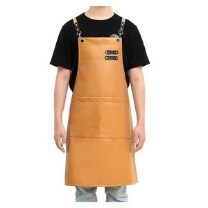 Unisex Professional PU Leather Barber <b>Aprons</b> with Pockets Comfortable Cotton and Denim Material - Product Image 1