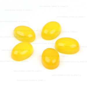 พลอยคาโบชองสีเหลืองคาโบชองจากธรรมชาติขนาด10X14มม. ทำเครื่องประดับแบบแบนปรับเทียบอัญมณีหลวม - Product Image 1