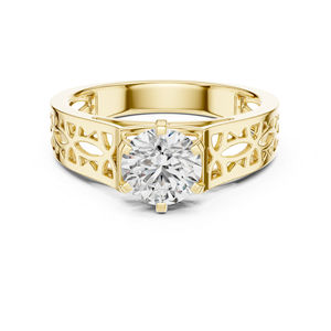 แหวนเพชรทรงกลมที่เพาะเลี้ยงในห้องปฏิบัติการ ทองคำขาว 14K |   แหวนหมั้น |   เพชรที่เพาะเลี้ยงใหม่ - Product Image 2