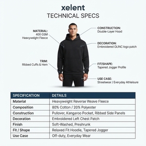 Customizable <b>Men's</b> Heavyweight Cotton Fleece Pullover Hoodie <b>Jogger</b> Set Streetwear Tracksuit Sialkot Factory OEM ODM Welcome - Product Image 5