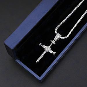 0.70 TCW coupe ronde Hip Hop croix chrétienne jésus personnaliser la conception dernier diamant à la mode 925 pendentif personnalisé en argent Sterling - Product Image 3