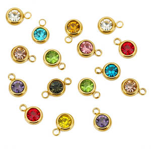 Pendentifs et breloques personnalisés DIY plaqués or 14K 18K PVD en acier inoxydable 316L, breloques en strass pour la création de bijoux - Product Image 2