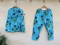 Ensemble de vêtements de nuit pour femmes, style bohème, printemps-été, 2 pièces, 100% coton pur, vêtements de nuit de haute qualité avec pyjama floral, haut et bas