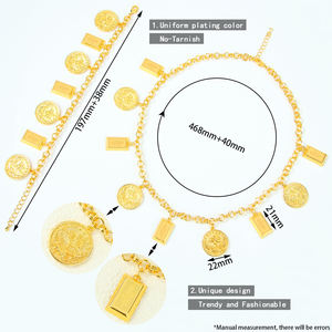 Conjunto de Joyería de Monedas de Oro de Diseño de Lujo AYONG, Chapado en Oro de 24k, Conjunto de Collar y Pulsera de Novia de Dubái para Fiesta de Bodas - Product Image 6