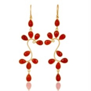 Pendientes de plata de ley 925 con forma de pera, GEMA de ónix roja, novedad - Product Image 1