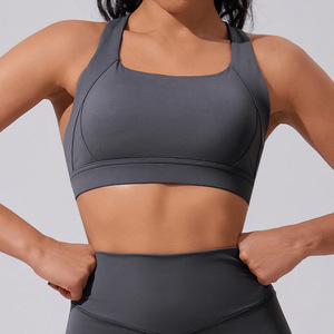 Gran oferta, Sujetador deportivo para mujer, talla grande, ligero, transpirable, compresión, alto Color sólido, sin mangas, ajustable, sujetador fino con tirantes - Product Image 4