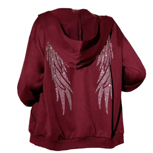 OEM servicio al por mayor de algodón mezclado mejor diseño sudaderas con capucha de diamantes de imitación ligero de color sólido hombres sudaderas con capucha de diamantes de imitación - Product Image 1