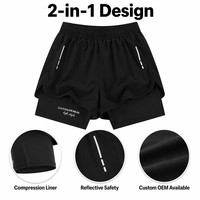 Shorts de sport pour hommes, shorts de course athlétiques pour hommes, shorts de sport avec compression, vente en gros de shorts de sport pour hommes 2 en 1