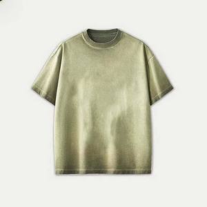 Camiseta de algodón 100% de lujo para hombre, camisetas lavadas con ácido de gran tamaño con logotipo Vintage en blanco de alta calidad, camiseta personalizada desteñida para hombre - Product Image 4