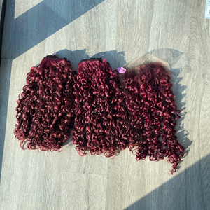 Pixie Curly Burgundy Curly Transparent Lace Vietnamese Hair Human Hair Natural Hair Direct Factory Price Wholesales Price - Product Image 2
