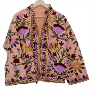 Veste d'hiver pour femme, design artisanal, broderie Suzani, tricot en coton, style tribal, longueur classique - Product Image 6