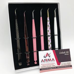 Pinzas para pestañas de acero inoxidable con aislamiento de 45 grados, agarre fuerte, fibra puntiaguda, probado a mano, último diseño - Product Image 4