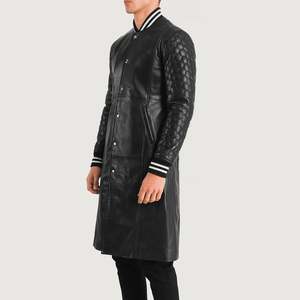 Wilde <b>Men's</b> <b>Black</b> Leather Varsity Coat - Product Image 2