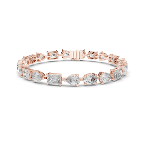 Pulsera de tenis con diamantes de laboratorio VVS-VS EF de 15.48 CT, corte ovalado, de pera, esmeralda, oro de 10KT, 14KT, 18KT y plata 925, moissanita - Product Image 1