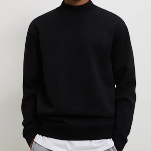 OEM Custom Mock Neck Blank Plain French Terry Oversized 100% Cotton Drop Shoulder <b>Pullover</b> Crewneck Sweatshirt <b>Jumper</b> for Men - Product Image 3
