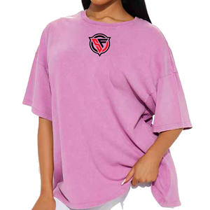 T-shirt surdimensionné délavé à l'acide vintage personnalisé pour femmes Coupe ample Col rond T-shirt à manches courtes pour femmes fabriqué au Pakistan - Product Image 4