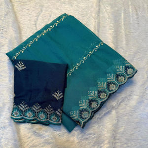 Dhwaja Export, tissu en soie vraie, satin doux, texture lisse légèrement brillante, sari traditionnel pour femmes, séchage rapide, toutes saisons - Product Image 1