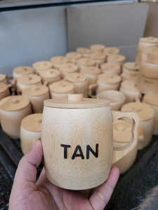 Vaso de bambú biodegradable ecológico Logotipo grabado con láser Copas Tiki de cóctel reutilizables para Navidad Bambú natural-Caryln - Product Image 3