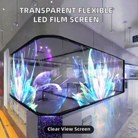 Écran LED souple P6, film LED flexible, verre intelligent transparent, affichage 1000-4000 cd, gestion des contenus à distance pour bureaux et salles d'exposition