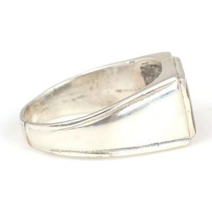 Anillo Cuadrado de Plata de Ley 925 con Esmalte, Diamante de Corte Asscher, Patrón Geométrico, Engaste de Bisel, Rodio, para Uso Diario - Product Image 3