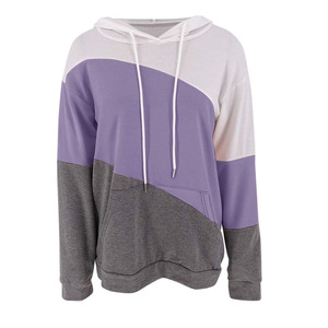 <b>Women's</b> Street Color Blocking Spliced Knitted Hoodies Clothes Gym Fitness Hoodies for <b>Woman</b> Custom Printing Hoodies - Product Image 1