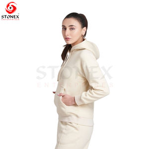 Logo personnalisé Tenues en tricot gaufré pour femmes Ensemble de survêtement 2 pièces Sweat à capuche en coton Pantalon de survêtement Ensemble de salon pour femmes - Product Image 5