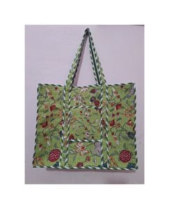 Verdant Bloom BotaniChic Boho Tote Bag FloraVibe Green Garden Carryall Shopper for Summer Blossom Trail Bag - Product Image 1