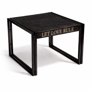 Table à manger en bois de manguier massif |   Table de restaurant bistro industriel |   Meubles de café à structure métallique, meubles compacts carrés pour la maison - Product Image 3